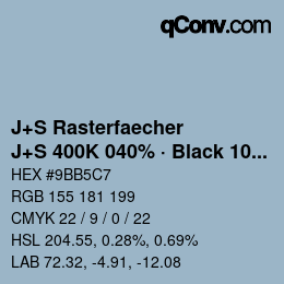 Farbcode: J+S Rasterfaecher - J+S 400K 040% · Black 10% | qconv.com