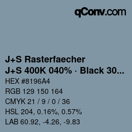 Farbcode: J+S Rasterfaecher - J+S 400K 040% · Black 30% | qconv.com