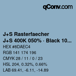 Farbcode: J+S Rasterfaecher - J+S 400K 050% · Black 10% | qconv.com