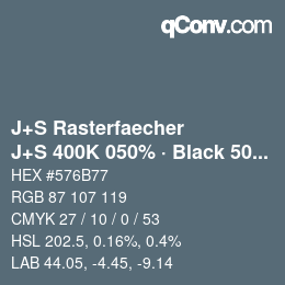 Code couleur: J+S Rasterfaecher - J+S 400K 050% · Black 50% | qconv.com