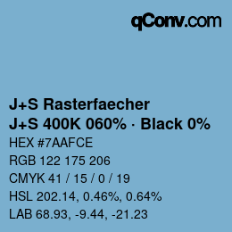 Farbcode: J+S Rasterfaecher - J+S 400K 060% · Black 0% | qconv.com