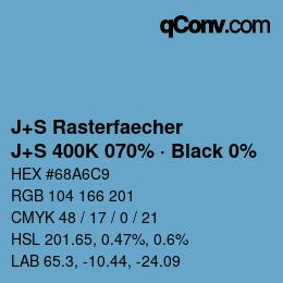 Farbcode: J+S Rasterfaecher - J+S 400K 070% · Black 0% | qconv.com
