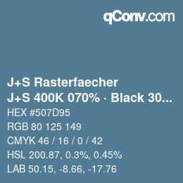 Code couleur: J+S Rasterfaecher - J+S 400K 070% · Black 30% | qconv.com
