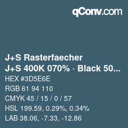 Farbcode: J+S Rasterfaecher - J+S 400K 070% · Black 50% | qconv.com