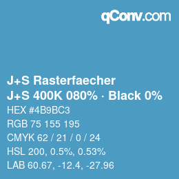 Farbcode: J+S Rasterfaecher - J+S 400K 080% · Black 0% | qconv.com