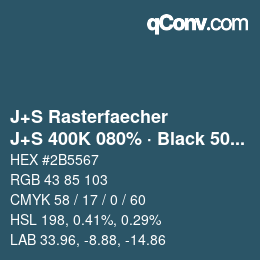 Farbcode: J+S Rasterfaecher - J+S 400K 080% · Black 50% | qconv.com