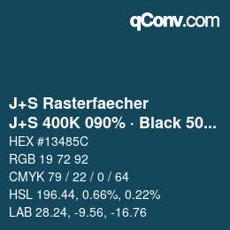 Farbcode: J+S Rasterfaecher - J+S 400K 090% · Black 50% | qconv.com