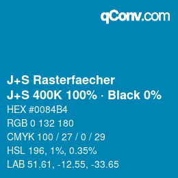 Farbcode: J+S Rasterfaecher - J+S 400K 100% · Black 0% | qconv.com