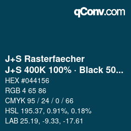 Farbcode: J+S Rasterfaecher - J+S 400K 100% · Black 50% | qconv.com