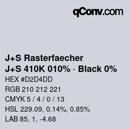 Farbcode: J+S Rasterfaecher - J+S 410K 010% · Black 0% | qconv.com
