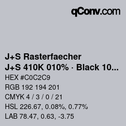 Farbcode: J+S Rasterfaecher - J+S 410K 010% · Black 10% | qconv.com