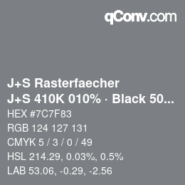 カラーコード: J+S Rasterfaecher - J+S 410K 010% · Black 50% | qconv.com