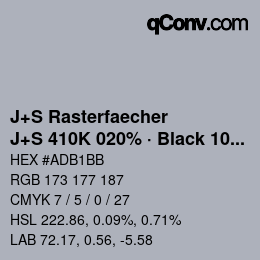 Farbcode: J+S Rasterfaecher - J+S 410K 020% · Black 10% | qconv.com