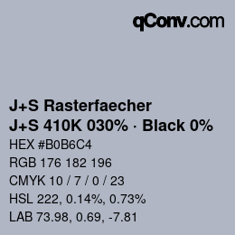 Farbcode: J+S Rasterfaecher - J+S 410K 030% · Black 0% | qconv.com