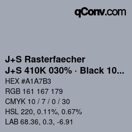 カラーコード: J+S Rasterfaecher - J+S 410K 030% · Black 10% | qconv.com