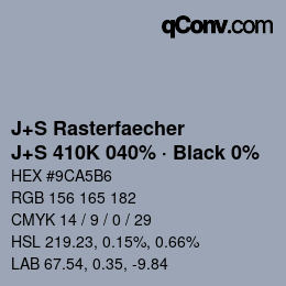Farbcode: J+S Rasterfaecher - J+S 410K 040% · Black 0% | qconv.com
