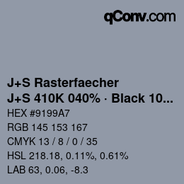 Farbcode: J+S Rasterfaecher - J+S 410K 040% · Black 10% | qconv.com