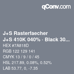 Color code: J+S Rasterfaecher - J+S 410K 040% · Black 30% | qconv.com