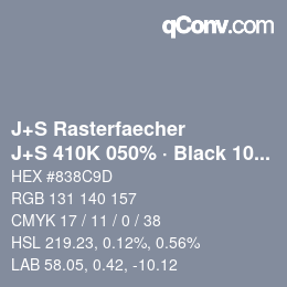 Farbcode: J+S Rasterfaecher - J+S 410K 050% · Black 10% | qconv.com
