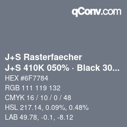 Code couleur: J+S Rasterfaecher - J+S 410K 050% · Black 30% | qconv.com