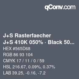 Code couleur: J+S Rasterfaecher - J+S 410K 050% · Black 50% | qconv.com