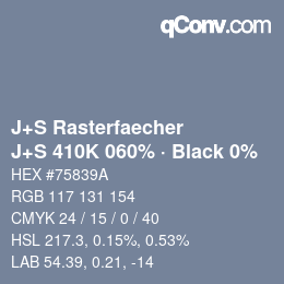 Farbcode: J+S Rasterfaecher - J+S 410K 060% · Black 0% | qconv.com