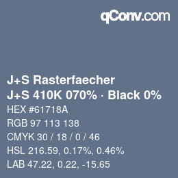 Farbcode: J+S Rasterfaecher - J+S 410K 070% · Black 0% | qconv.com