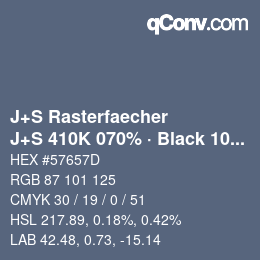 Farbcode: J+S Rasterfaecher - J+S 410K 070% · Black 10% | qconv.com