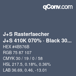 Farbcode: J+S Rasterfaecher - J+S 410K 070% · Black 30% | qconv.com