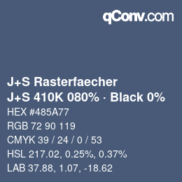 Farbcode: J+S Rasterfaecher - J+S 410K 080% · Black 0% | qconv.com