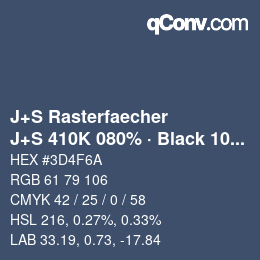 Farbcode: J+S Rasterfaecher - J+S 410K 080% · Black 10% | qconv.com