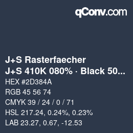 Farbcode: J+S Rasterfaecher - J+S 410K 080% · Black 50% | qconv.com