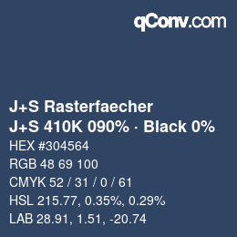 Code couleur: J+S Rasterfaecher - J+S 410K 090% · Black 0% | qconv.com