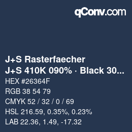 Farbcode: J+S Rasterfaecher - J+S 410K 090% · Black 30% | qconv.com