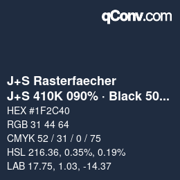 Code couleur: J+S Rasterfaecher - J+S 410K 090% · Black 50% | qconv.com