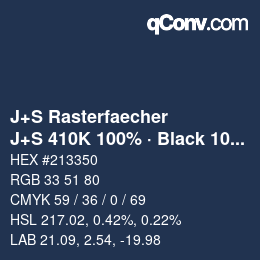 Code couleur: J+S Rasterfaecher - J+S 410K 100% · Black 10% | qconv.com