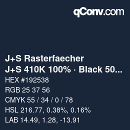 Code couleur: J+S Rasterfaecher - J+S 410K 100% · Black 50% | qconv.com