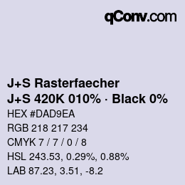 Code couleur: J+S Rasterfaecher - J+S 420K 010% · Black 0% | qconv.com