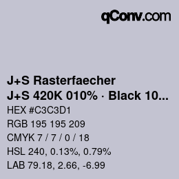 カラーコード: J+S Rasterfaecher - J+S 420K 010% · Black 10% | qconv.com