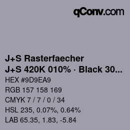 Farbcode: J+S Rasterfaecher - J+S 420K 010% · Black 30% | qconv.com