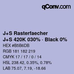 Color code: J+S Rasterfaecher - J+S 420K 030% · Black 0% | qconv.com