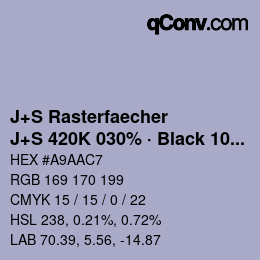 Code couleur: J+S Rasterfaecher - J+S 420K 030% · Black 10% | qconv.com