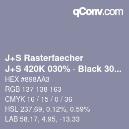 カラーコード: J+S Rasterfaecher - J+S 420K 030% · Black 30% | qconv.com