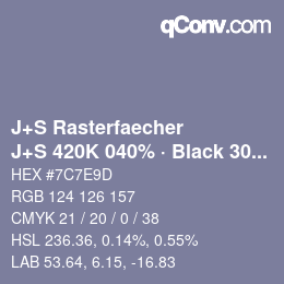 Farbcode: J+S Rasterfaecher - J+S 420K 040% · Black 30% | qconv.com