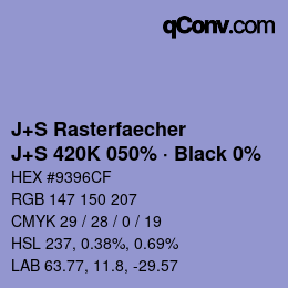 Farbcode: J+S Rasterfaecher - J+S 420K 050% · Black 0% | qconv.com