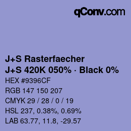 Farbcode: J+S Rasterfaecher - J+S 420K 050% · Black 0% | qconv.com