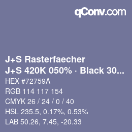 Code couleur: J+S Rasterfaecher - J+S 420K 050% · Black 30% | qconv.com