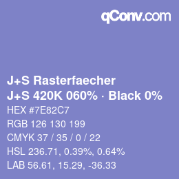 Farbcode: J+S Rasterfaecher - J+S 420K 060% · Black 0% | qconv.com