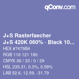 Code couleur: J+S Rasterfaecher - J+S 420K 060% · Black 10% | qconv.com