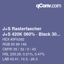 Color code: J+S Rasterfaecher - J+S 420K 060% · Black 30% | qconv.com